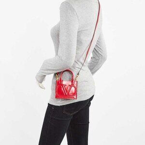 Valentino Red Leather VLogo Walk Mini Tote Bag